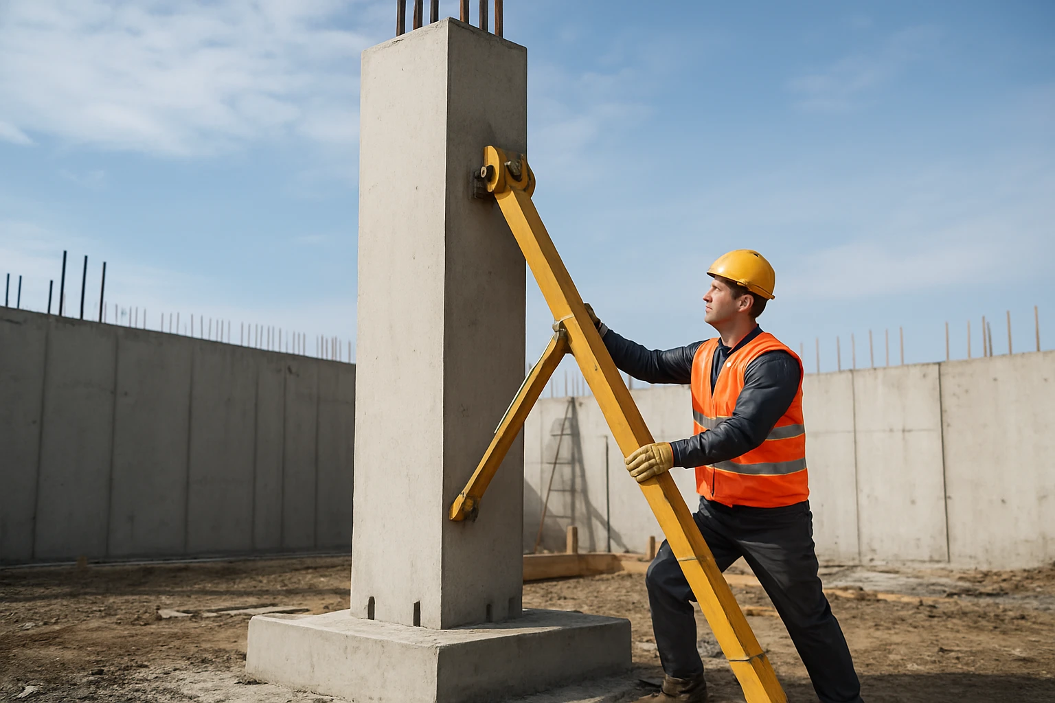 Step 5: Install and brace the precast column safely - Concrete Columns guide