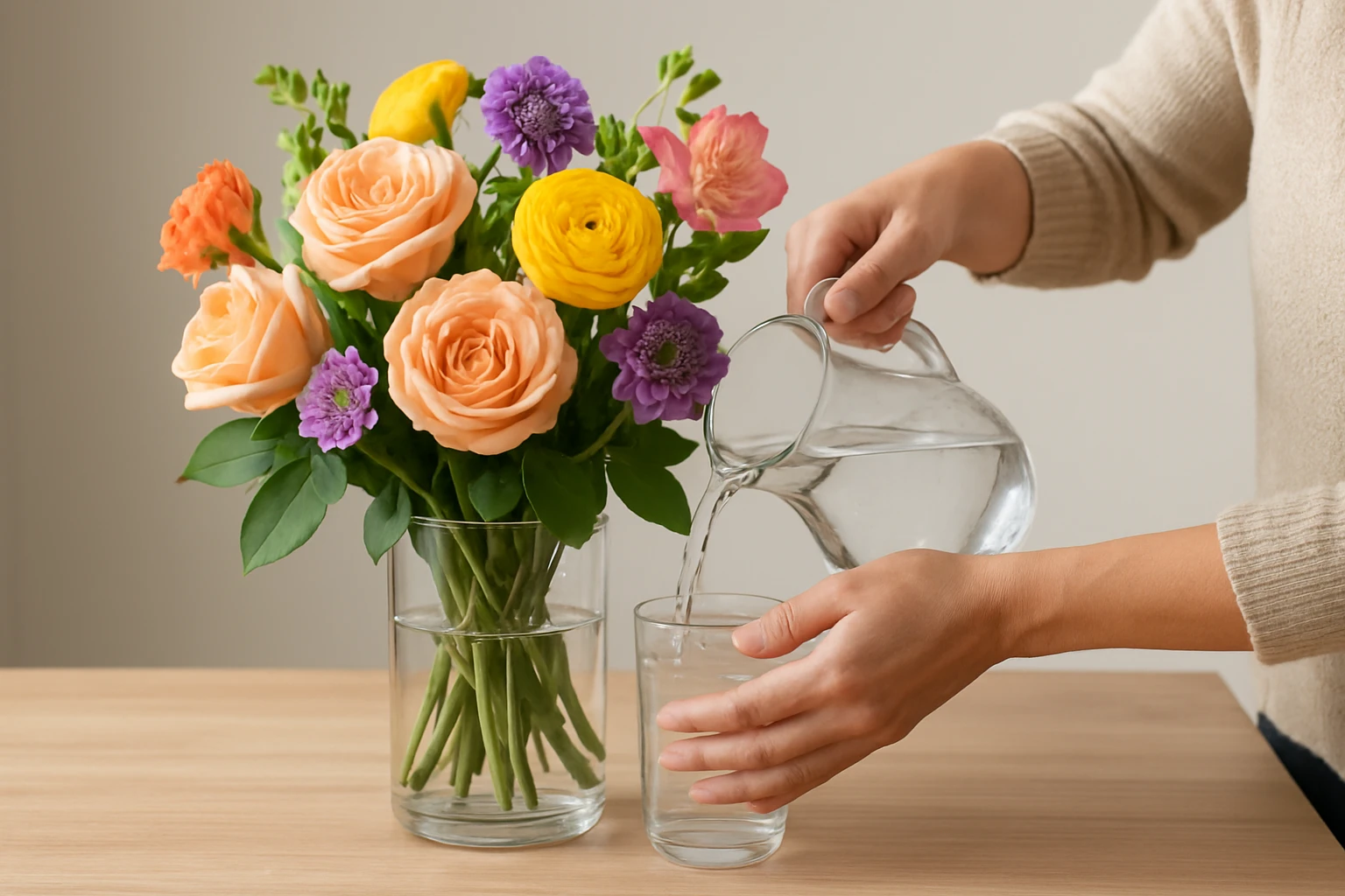 Step 5: Refresh the Water and Remove Fading Flowers Every Day - fresh cut paper flower bouquets guide