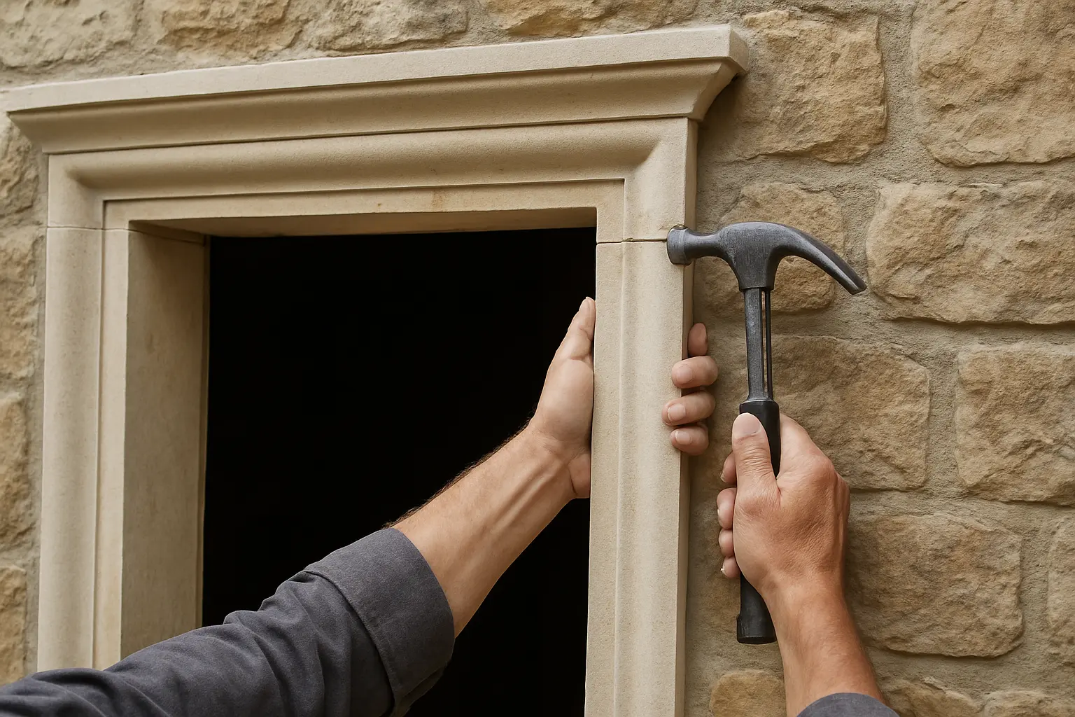 Step 5: Set, anchor, and align the molding around the opening - Stone Moldings guide