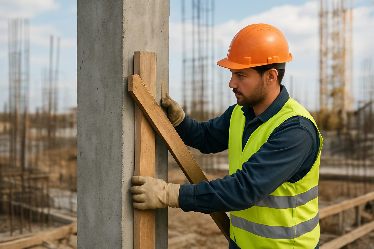 Step 5: Set the column and brace it before locking it in - Concrete Columns guide