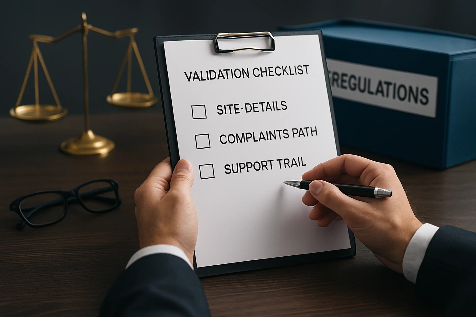 Validation checklist: verify the site details, complaints path, and support trail - regulation and licensing department guide