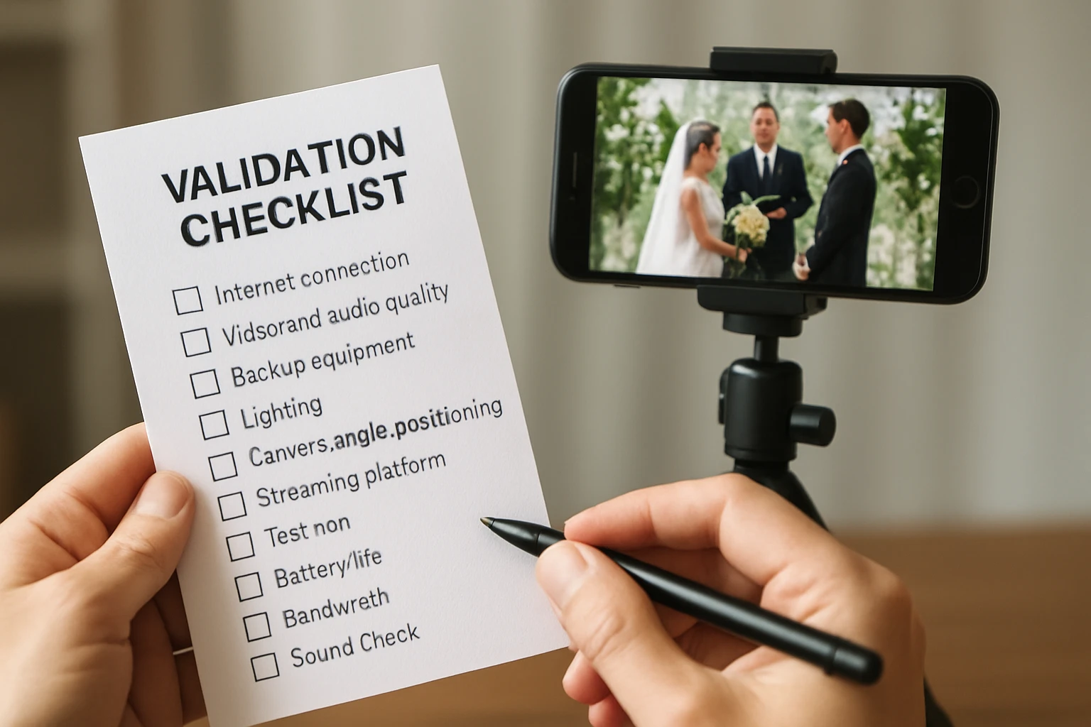 Validation Checklist - wedding live streaming guide